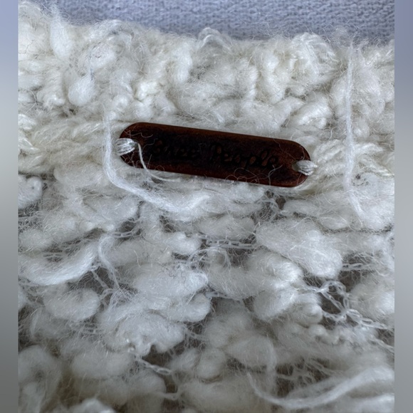 Free People September Song Fuzzy Pullover sweater Small Cream sheer popcorn knit - Picture 3 of 6